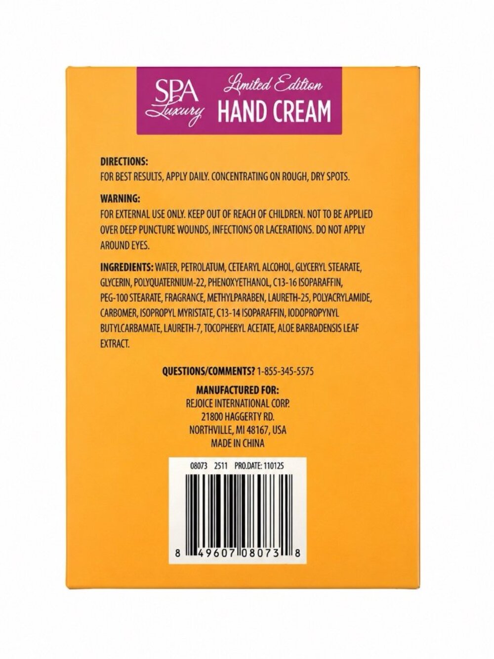 SPA Luxury Hydrating Hand Cream Rasberry Mimosa Peach Bellini Set Of 2 - Picture 2 of 2